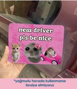 Resim moontainills Üzgün Hamster Pembe Araba Magneti 