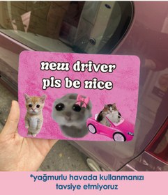 Resim moontainills Üzgün Hamster Pembe Araba Magneti 