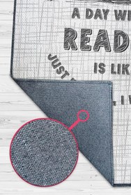 Resim Kitapsız Gün Düşünemem Beyaz Renkli Kitap Sever Halısı Okuma Sever Çalışma Odası Halısı - 160x240 