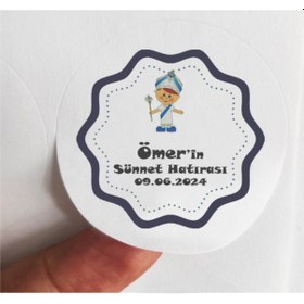 Resim 48 Adet 4 Cm Kişiye Özel Sünnet Baskılı Mat Etiket Sticker 