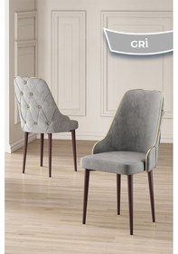 Resim Canisa Krax Serisi, 1.sınıf Babyface Kumaş Mutfak Sandalyesi, Kahve Metal Ayak, 6 Adet Gri Sandalye Sandalye Gri Ayaklar Kahve 