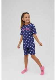 Resim Hello Kitty Kız Çocuk Kısa Şortlu Pamuklu Pijama Takımı Renklı 