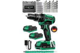 Resim 36V 5AH Şarjlı Darbeli Matkap Vidalama Seti Çelik Şanzuman Çift Bataryalı 24 Parça 