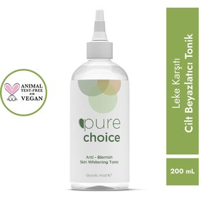 Resim Pure choice leke karşıtı cilt beyazlatıcı tonik 200 ml (glycolic acid %7) 