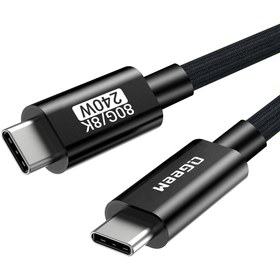Resim Qgeem QG05 Type-C to Type-C USB5 PD Data Kablosu 240W 80Gbps 8K@60Hz 1.2 Metre - Siyah 