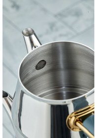 Resim Everest 18/10 Paslanmaz Çelik Orta Boy Çaydanlık 0,75 L Demlik 1,75 L Alt Hazne Yeşil 