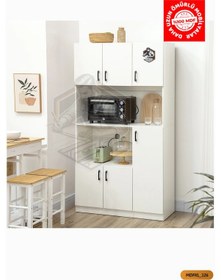 Resim Tamamı Mdf 6 Kapaklı Fırın Bölmeli Açık Raflı Çok Amaçlı Mutfak Dolabı 