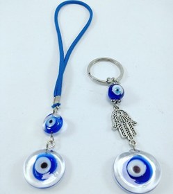 Resim Nazar Boncuğu Anahtarlık + Araba Süsü Ikili Set El Yapımı Hediyel 