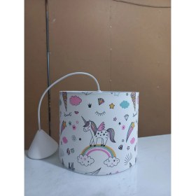 Resim Onay Unicorn Kumaş Kaplama Çocuk Odası ve Bebek Odası Avize Aydınlatma Sarkıt 