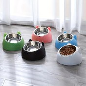 Resim Kedi Kasesi, Kaydırmaz Tabanlı 15 Derece Yükseltilmiş Paslanmaz Çelik Kedi Besleyici Kasesi, Boyun Koruma İçin 100ml Kedi Mama Su Besleyici Eğimli Evcil Hayvan Kasesi 