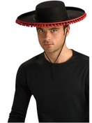 Resim AyrStore Kırmızı Ponponlu Siyah Renk Yetişkin İspanyol Şapkası 
