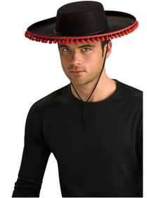 Resim AyrStore Kırmızı Ponponlu Siyah Renk Yetişkin İspanyol Şapkası 
