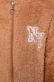 Resim Erkek Çocuk Açık Kahve Kapşonlu Peluş Ceket - Kahverengi / 9-10 Yaş 