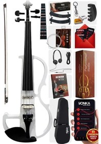 Resim Midex RCZ-606W Elektro Keman Seti Beyaz (Kulaklık Kablo Metod Tuner Yastık ) 