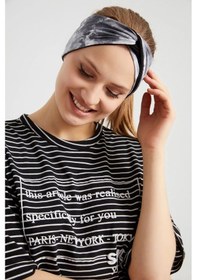 Resim Batik Butik Tasarım Kadın Bandana Saç Bandı, Ekstra Yumuşak, Esnek, Doğal, Pamuklu Penye - Tek Ebat / Batik Siyah Batik Siyah 