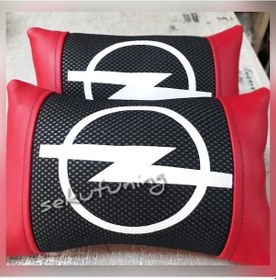 Resim Opel Kırmızı Lüks Deri Oto Boyun Yastığı 