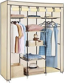 Resim SONGMICS Katlanır Kumaş Elbise Dolabı, 175x150x45 CM, Bej, RYG12M 