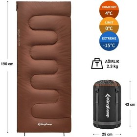 Resim Kingcamp Snowflake 400 Ultra -15 C Uyku Tulumu Coffee Sağ F. Kahve 