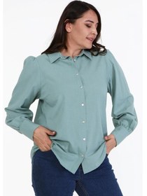 Resim Myline Kadın Pamuklu Büzgü Detaylı Gömlek (514832554) 