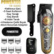 Resim Powertec TR-5200 Wireless Şarjlı Saç Sakal Kesim Makinesi 