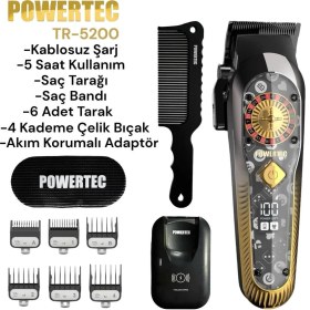 Resim Powertec TR-5200 Wireless Şarjlı Saç Sakal Kesim Makinesi 