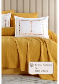 Resim Elart Melany Pike Çift Kişilik %100 Pamuk 200x220 Cm Sarı Sarı 