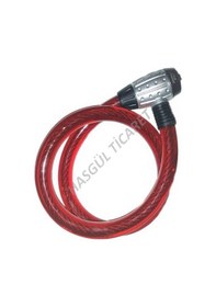 Resim HSGL MOTOSİKLET BİSİKLET ANAHTARLI HALAT KİLİT 25X150 Siyah - Fuşya 