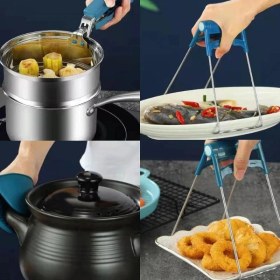 Resim 4 Parça Yanma Önleyici Mutfak Seti - Tencere Tabak Tutucu ve Fırın Eldiveni 