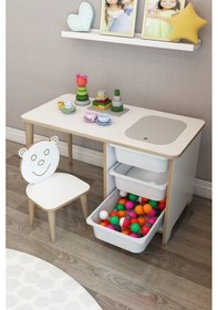 Resim Moniev Çocuk Çalışma Masası Oyun Ve Etkinlik Masası Yaz Sil Masa Byz Spt San Beyaz 