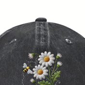 Resim 100% Pamuk Daisy & Bee Beyzbol Şapkası - Erkekler ve Kadınlar için Ayarlanabilir Hafif Kavisli Siperlikli Baba Şapka, Unisex Dış Mekan Şapkası, Günlük ve Vatansever Etkinlikler 