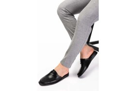 Resim Erkek Hakiki Deri Siyah Ev Terliği 