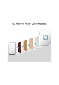 Resim Su Geçirmez Beyaz Kablosuz Pil Gerektirmeyen Kapı Zili 
