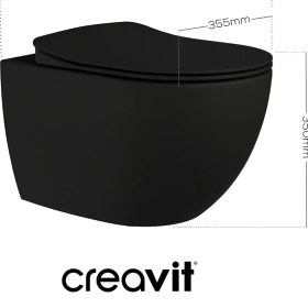 Resim Creavit Free Kanalsız Kömür Karası Asma Klozet Set FE322, Creavit Kömür Karası Terra Gömme Rezervuar Seti 