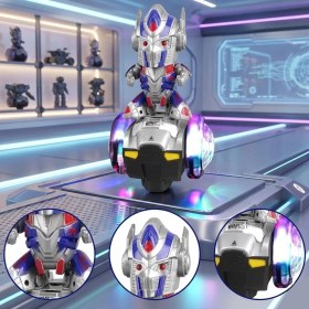 Resim Farbu Oyuncak 4 Fonksiyonlu Sesli Işıklı Müzikli Sensörlü Robot Figürlü 360 Derece Dönen Oyuncak Uzay Aracı 