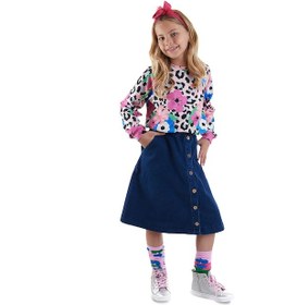 Resim Denokids Kız Çocuk Midi Boy Denim Etek Renkli 