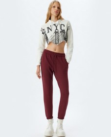 Resim Koton Jogger Eşofman Altı Cep Detaylı Beli Bağcıklı Nervürlü Rahat Kalıp Bordo 5wal40026ık Bordo 