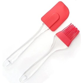 Resim Enfa Akrilik Saplı Silikon Yumurta Fırçası ve Pasta Spatula 2li Set 