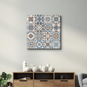 Resim Kahverengi-Mavi İtalyan Seramik Karo Koleksiyonu | Cam Duvar Tablosu - M (60 x 60 cm) 