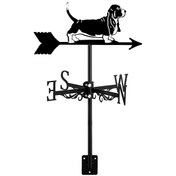 Resim 3d Köpek Hayvan Metal Hava Perdesi, Weathervan Siyah Ferforje Görünümlü Rüzgar Yönü Göstergesi 