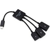 Resim Yaleker Micro Usb Android Otg Hub Veri Kablosu: 3'lü Çevirici, Besleme, Usb Flash Bellek Ve Periferik Bağlantı, Plug & Play Mint - Siyah 