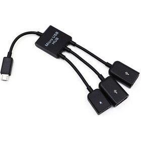 Resim Yaleker Micro Usb Android Otg Hub Veri Kablosu: 3'lü Çevirici, Besleme, Usb Flash Bellek Ve Periferik Bağlantı, Plug & Play Mint - Siyah 