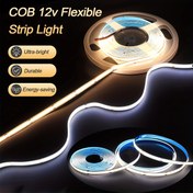 Resim 5 Metre (16.4 Ayak) COB LED Şerit Işık - 8mm Yüksek Yoğunluklu Sert Kablolu Esnek Aydınlatma, Sıcak/Sarımsı/Beyaz Doğal Renk, Ev Dekorasyonu, Mutfak Dolapları ve Yılbaşı için Uygun 