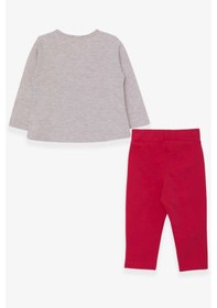 Resim Breeze Kız Bebek Taytlı Takım Kedicik Baskılı 9 Ay-3 Yaş, Bej Melanj 