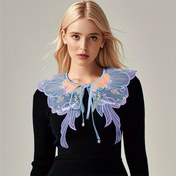 Resim 1 Adet Vintage Kelebek Yaka Sahte Şal - Renkli, Esnek Olmayan Hafif ve Nefes Alabilir Kadınlar İçin, Günlük Kullanım & Partiler için Makinede Yıkanabilir Moda Aksesuar 