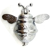 Resim Antika Tarz Dekoratif Pirinç Arı Kapı Tokmağı, Taktak - Büyük, 163x150mm, Nikel 