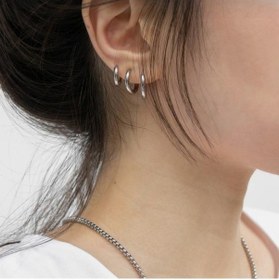 Resim Heppii Cerrahi Çelik Düz Küpe Seti 3 Parça Silver 