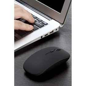 Resim Macbook Şarj Edilebilir Sessiz Bilgisayar ve Tablet Dizüstü Bilgisayar Kablosuz Bluetooth Mouse Fare 