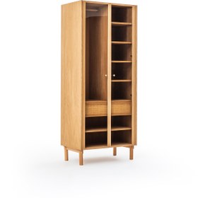 Resim Monaco Cam Kapaklı Raflı Elbise Dolabı 