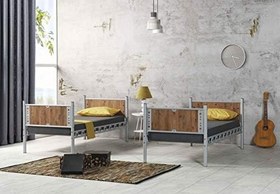 Resim ARGİMO Ranza Elegan Genç Çocuk Yatak Odası Metal Ahşap Ranza (90 x 200) 