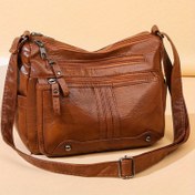 Resim Yeni Kadınlar için Vintage Tek Omuz Çantası, Çok Cepli ve Bölmeli Düz Renkli Crossbody - Alışveriş veya Kısa Seyahatler İçin Mükemmel, Ofis Çalışanları, Üniversite Öğrencileri ve Orta Yaşlı Kadınlar İçin Şık ve Pratik Tasarım; Ana Bölme Cüzdanlar, Telefonlar Gibi Günlük Gereçleri Taşır, Küçük Cepler Kulaklık, Kartlar, Kozmetik Gibi Küçük Eşyalara Kolay Erişim İçin İdeal 